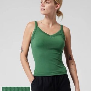Athleta Renew V Neck Tank Solid Green Camisole Workout Tank Top Small